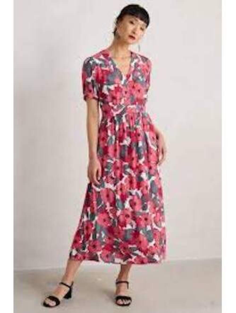 Seasalt Cornwall NWT Women's Red Birch Leaf Midi Dress Size 6